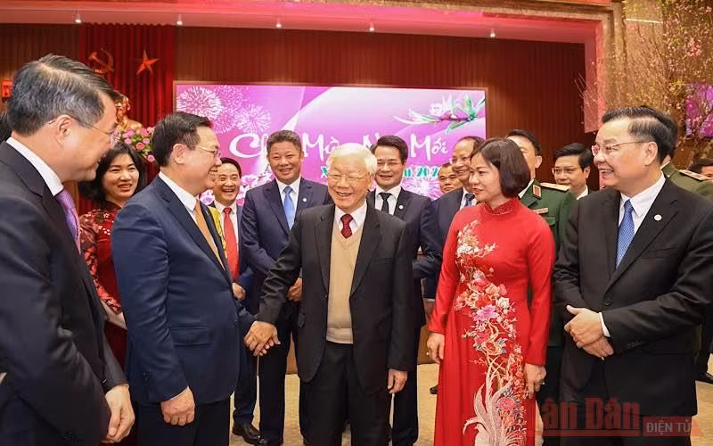 Tổng Bí thư, Chủ tịch nước Nguyễn Phú Trọng chúc Tết Đảng bộ, chính quyền và nhân dân thành phố Hà Nội -0