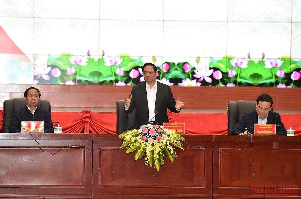 Thủ tướng và đoàn công tác làm việc với Ban Thường vụ Thành ủy Hải Phòng về tình hình phát triển kinh tế-xã hội. Thủ tướng Chính phủ Phạm Minh Chính thăm và làm việc tại thành phố Hải Phòng -0