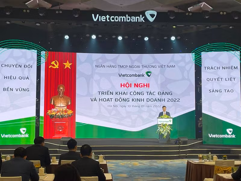 Chủ tịch HĐQT Vietcombank Phạm Quang Dũng phát biểu tại Hội nghị.