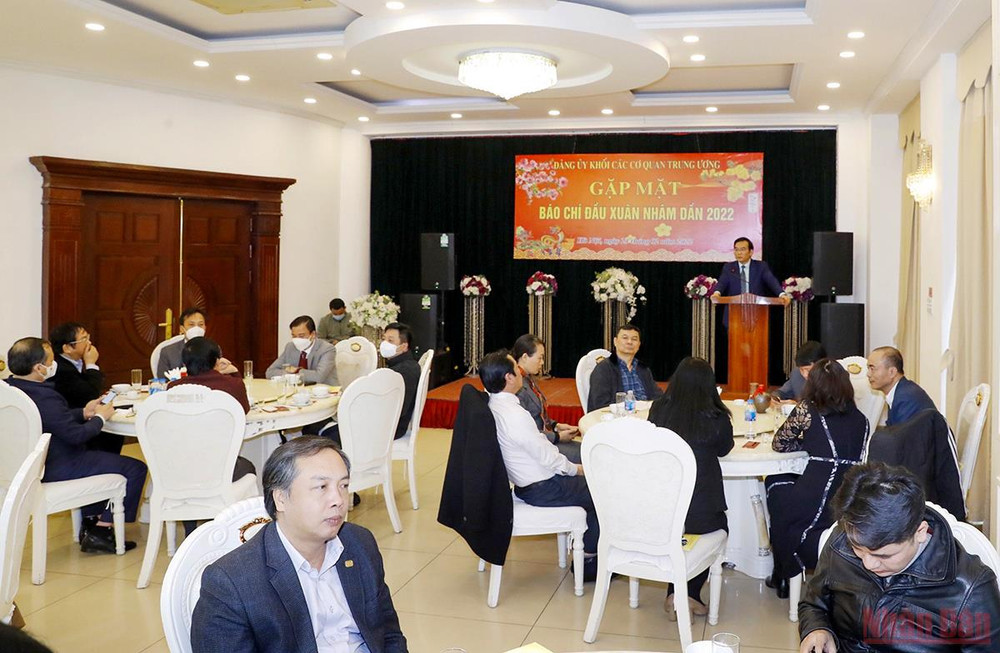 Quang cảnh buổi gặp mặt Báo chí đầu xuân Nhâm Dần 2022. Tuyên truyền thực hiện nghị quyết của Đảng trong các cơ quan Trung ương -0