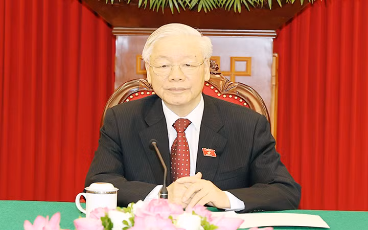 Tổng Bí thư Nguyễn Phú Trọng điện đàm với Bí thư thứ nhất Trung ương Đảng Cộng sản Cuba, Chủ tịch nước CH Cuba Miguel Diaz-Canel Bermudez. Ảnh: TRÍ DŨNG (TTXVN)