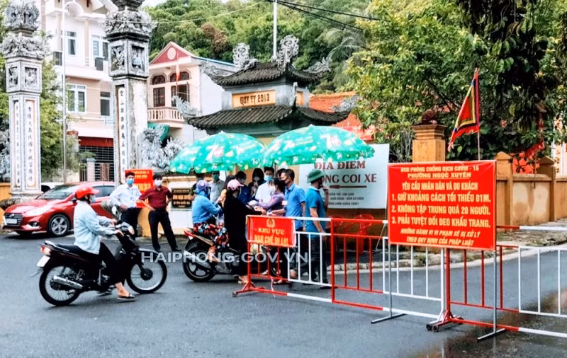 Chốt kiểm soát phòng, chống dịch bệnh tại phường Ngọc Xuyên (quận Đồ Sơn). (Ảnh: Cổng thông tin điện tử TP Hải Phòng)