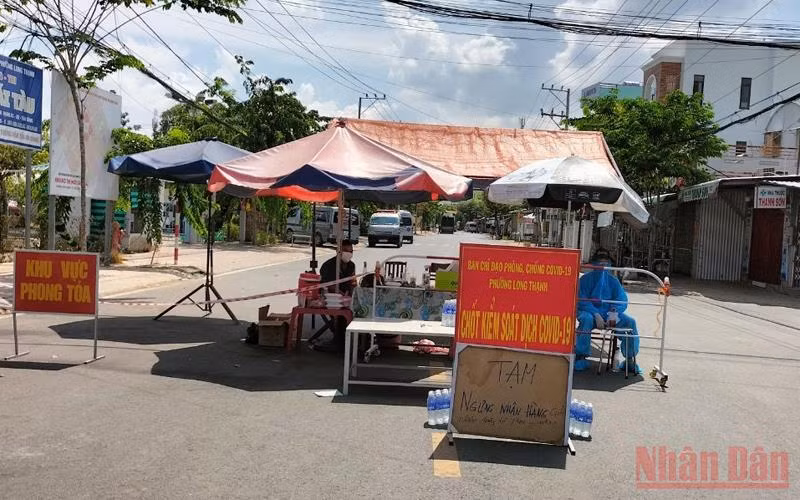 Khu vực phong tỏa phường Long Thạnh.