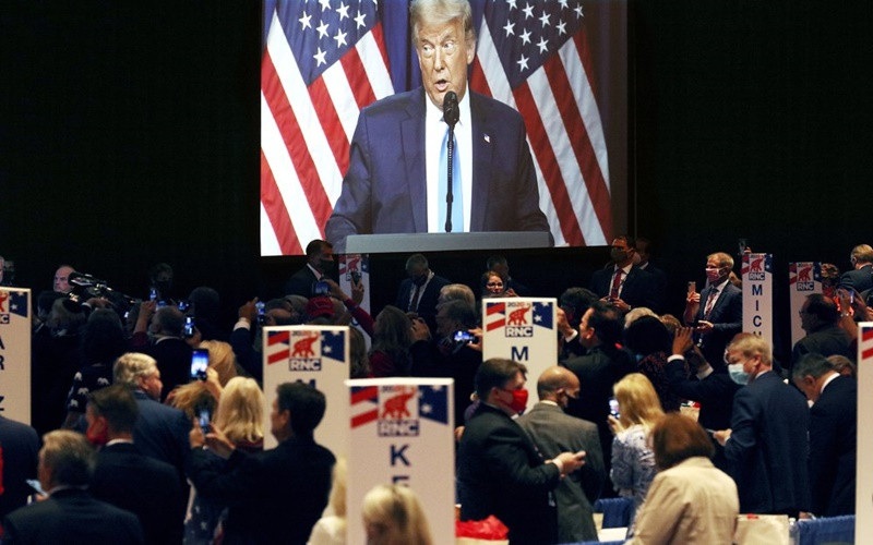 Tổng thống Trump phát biểu tại Đại hội toàn quốc đảng Cộng hòa, ngày 24-8. (Ảnh: AP)