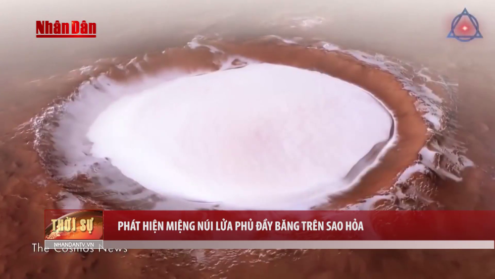 Phát hiện miệng núi lửa phủ đầy băng trên sao hỏa
