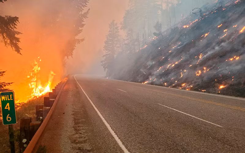 Nắng nóng gây cháy rừng ở Oregon.