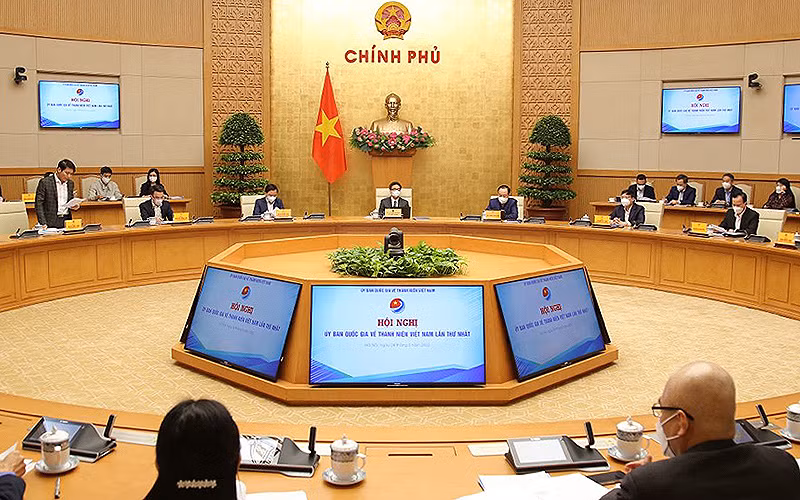 Toàn cảnh phiên làm việc của Hội nghị Ủy ban quốc gia về Thanh niên Việt Nam lần thứ nhất. 