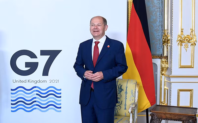Ông Olaf Scholz tham dự một hội nghị của G9 tại Anh, năm 2021. (Ảnh: Reuters)