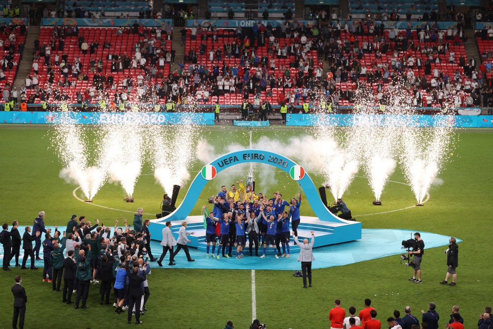 Chiến thắng trong loạt luân lưu ở chung kết EURO 2020 cũng nối dài chuỗi bất bại của Italia lên con số 34 trận. (Ảnh: UEFA) Cận cảnh Italia đăng quang ngôi vương EURO 2020 -0