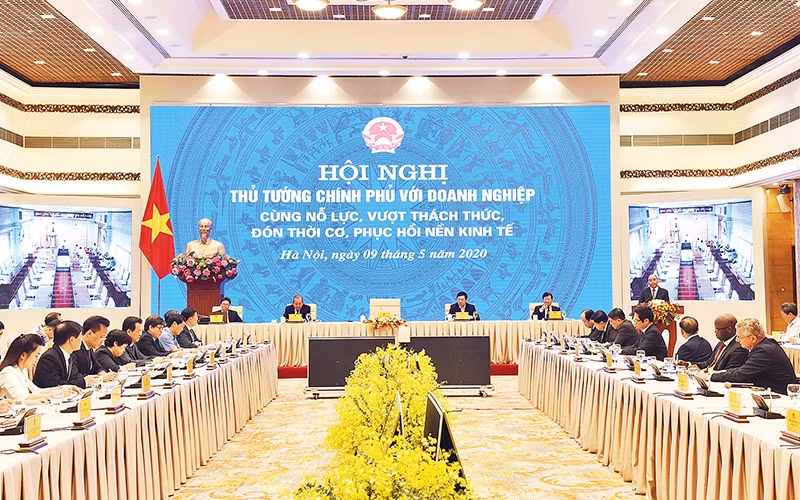 Hội nghị Thủ tướng Chính phủ với doanh nghiệp cùng nỗ lực, vượt thách thức, đón thời cơ, phục hồi nền kinh tế. ẢNH | ĐỨC ANH