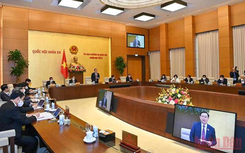 Quang cảnh phiên họp thứ 8 Ủy ban Thường vụ Quốc hội khóa XV. (Ảnh: Duy Linh) Bảo đảm chất lượng cao nhất các dự thảo luật trước khi trình ra Quốc hội -0