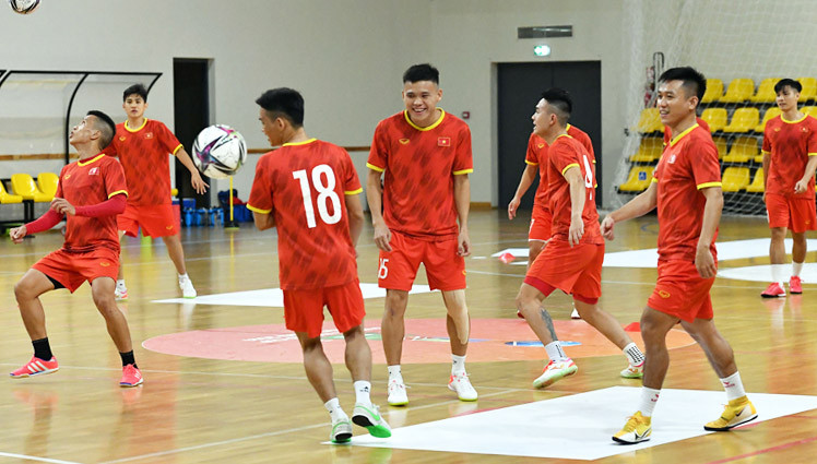 Các cầu thủ hướng đến những điều tích cực nhất. (Ảnh: VFF) Đội tuyển futsal Futsal Việt Nam quyết giành 3 điểm trước Panama -0