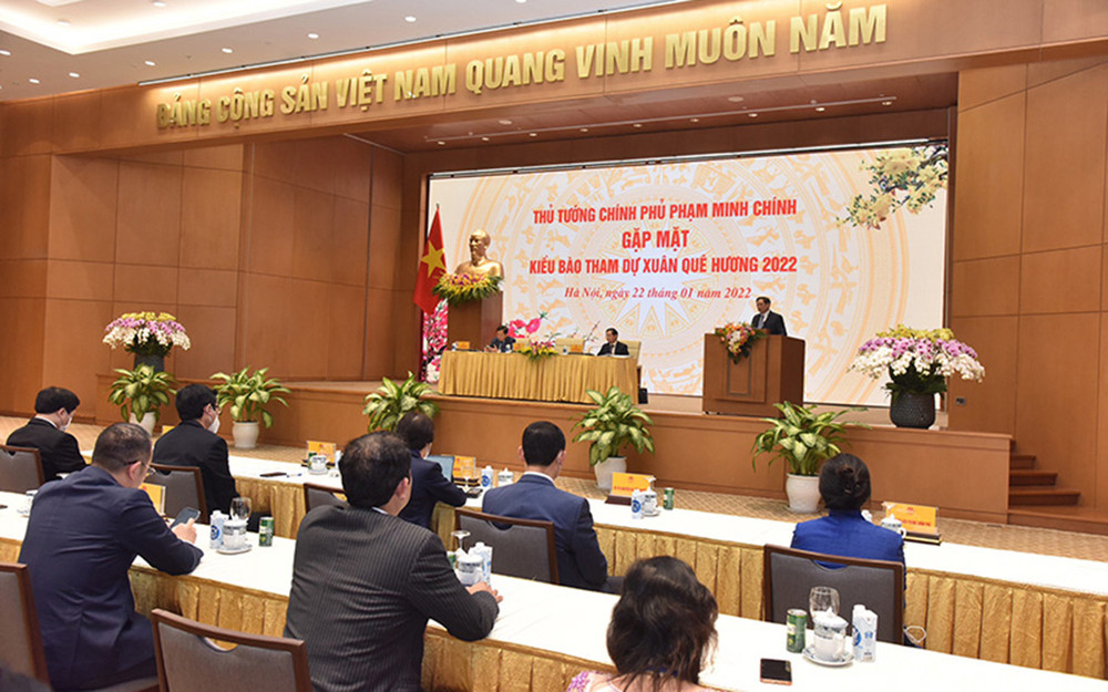 Thủ tướng Phạm Minh Chính phát biểu tại buổi gặp mặt. (Ảnh: Trần Hải) Thế hệ này tiếp nối thế hệ khác cùng hướng về quê hương, Tổ quốc và đồng bào -0