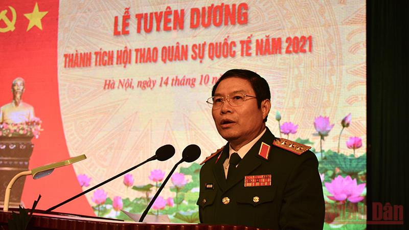 Thượng tướng Nguyễn Tân Cương, Tổng tham mưu trưởng Quân đội nhân dân Việt Nam, Thứ trưởng Quốc phòng. Tuyên dương các đội tuyển và lực lượng tham gia Army Games 2021 -0