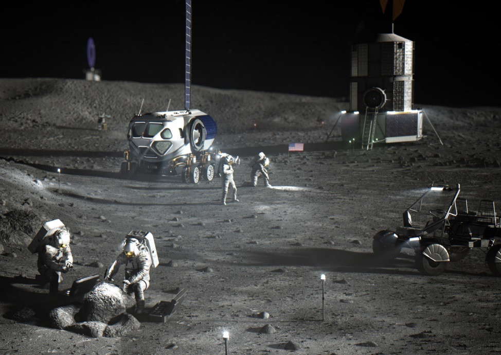 Tưởng tượng của một nghệ sĩ về sứ mệnh Artemis của NASA trên mặt trăng. Ảnh: NASA. Trung Quốc hạ cánh thành công tàu vũ trụ lấy mẫu đá trên mặt trăng -0