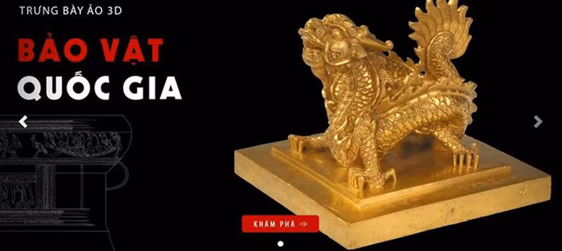 Giao diện chính của Trưng bày 3D Bảo vật quốc gia.