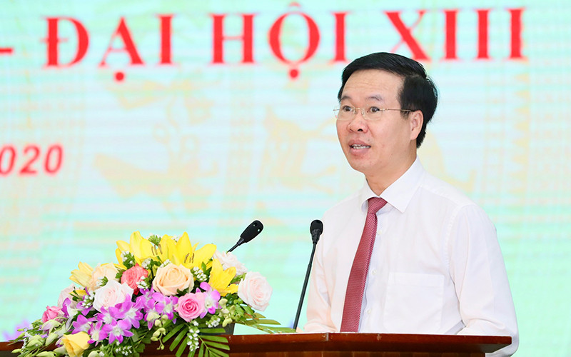 Đồng chí Võ Văn Thưởng phát biểu tại buổi lễ. Ảnh: NHẬT BẮC Khai truơng Trang tin điện tử Đảng Cộng sản Việt Nam – Đại hội XIII -0