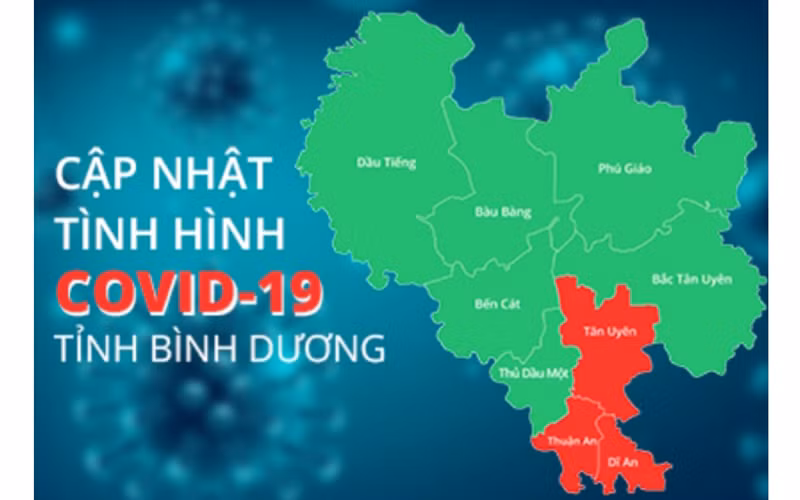 Bản đồ Covid-19 tỉnh Bình Dương. (Ảnh Cổng thông tin điện tử Bình Dương)
