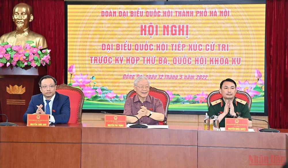 Tổng Bí thư Nguyễn Phú Trọng tiếp xúc cử tri đơn vị bầu cử số 1, thành phố Hà Nội trước kỳ họp thứ 3, Quốc hội khóa XV. Hình ảnh Tổng Bí thư Nguyễn Phú Trọng tiếp xúc cử tri Thành phố Hà Nội -0