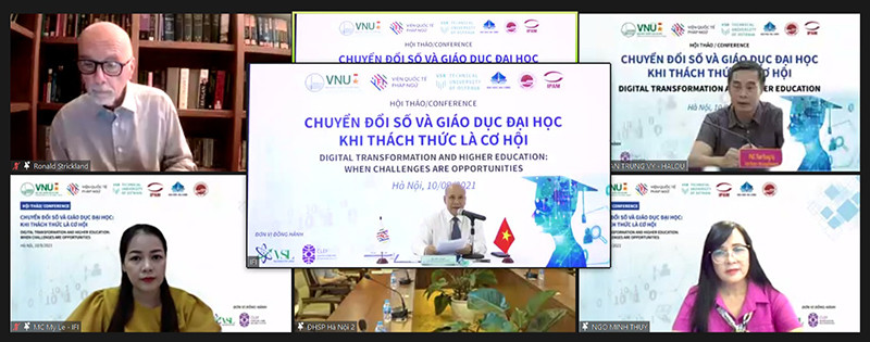Các đại biểu tham luận tại hội thảo. Khi thách thức là cơ hội cho giáo dục đại học chuyển đổi số -0