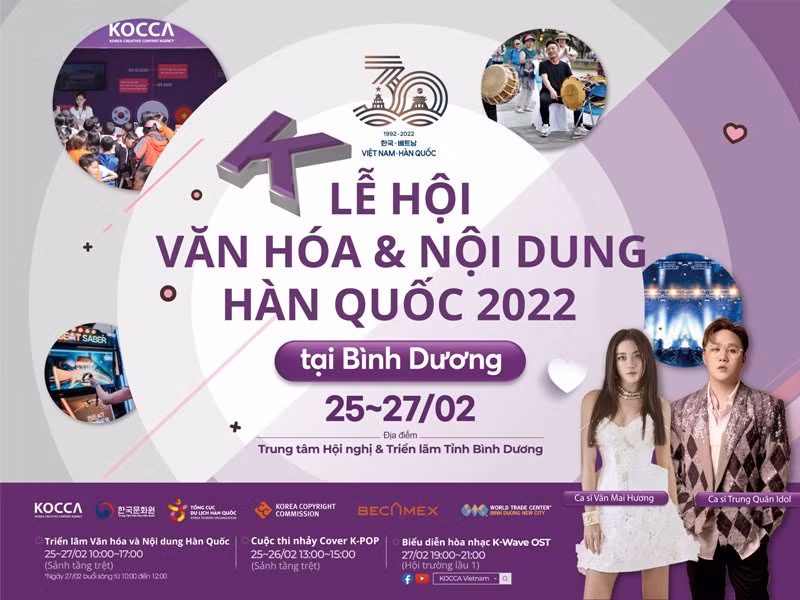 Poster Chương trình Lễ hội Văn hóa và Nội dung Hàn Quốc tổ chức tại Bình Dương.
