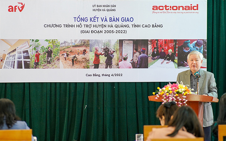 Chủ tịch Hội đồng quản lý AFV chia sẻ tại chương trình (Ảnh: AAV/AFV). Gần 35 tỷ đồng hỗ trợ người nghèo ở Cao Bằng -0