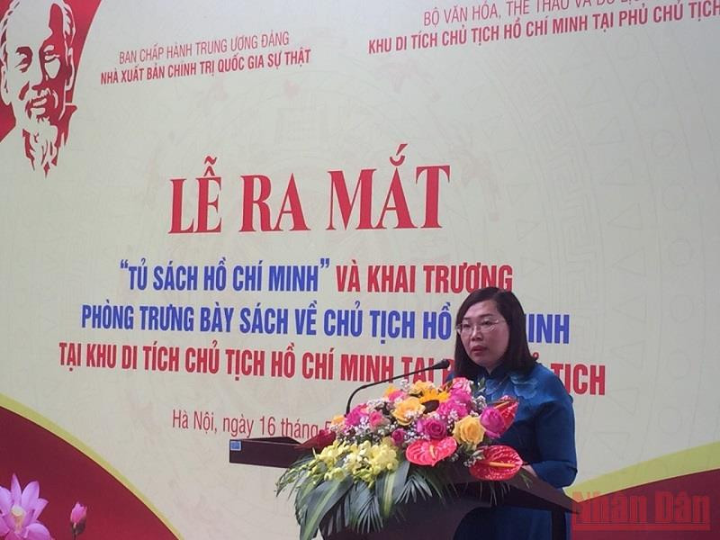 Bà Phạm Thị Thinh, Phó Giám đốc - Phó Tổng Biên tập Nhà xuất bản Chính trị quốc gia Sự thật phát biểu. (Ảnh: VĂN TOẢN) Lan tỏa di sản tư tưởng, đạo đức, phong cách Hồ Chí Minh với nhân dân trong nước và quốc tế -0