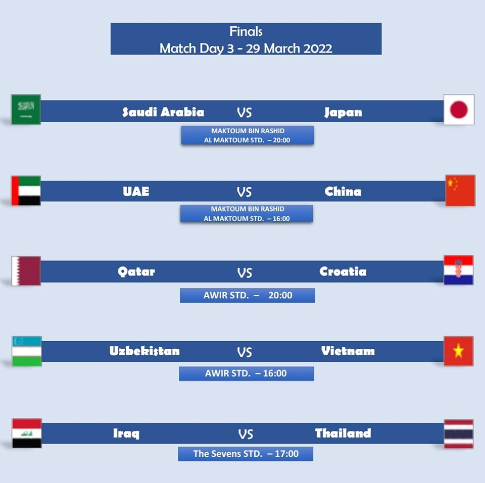 Lịch thi đấu vòng 3 giải U23 Dubai Cup 2022. (Ảnh: VFF) U23 Việt Nam gặp U23 Uzbekistan tại vòng 3 Dubai Cup -0