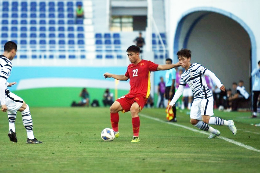 U23 thi đấu phòng ngự phản công hiệu quả. (Ảnh: Ngọc Duy) (Hiệp 2) U23 Việt Nam 0-0 U23 Hàn Quốc: Tiếp tục tập trung -0