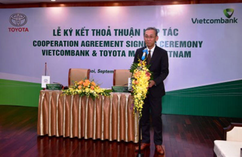 Tổng Giám đốc Toyota VN Hiroyuki Ueda phát biểu. Vietcombank và Toyota Motor Việt Nam ký kết Thỏa thuận Hợp tác -0