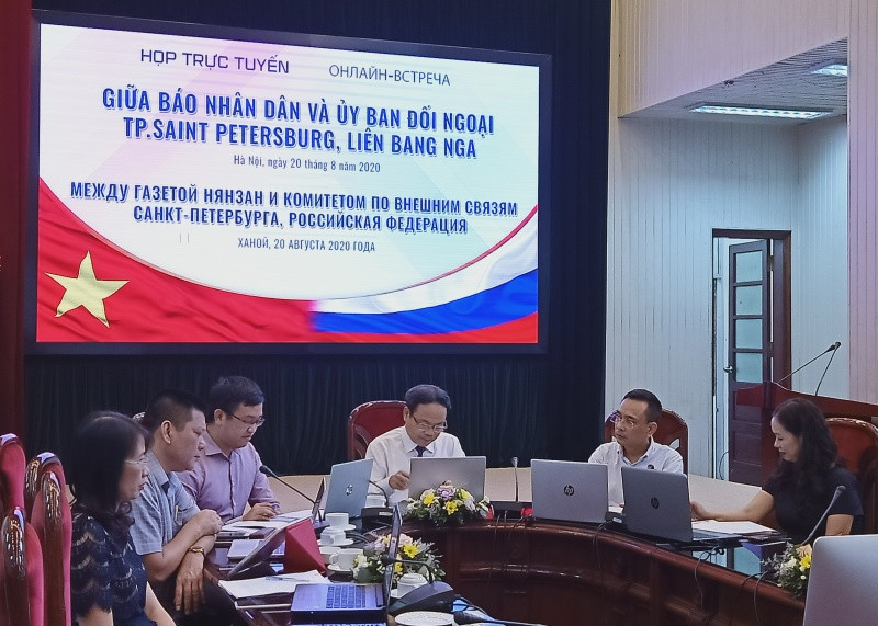 Đồng chí Đinh Như Hoan chủ trì cuộc họp tại điểm cầu Hà Nội. Tăng cường hợp tác truyền thông Việt Nam – LB Nga -0