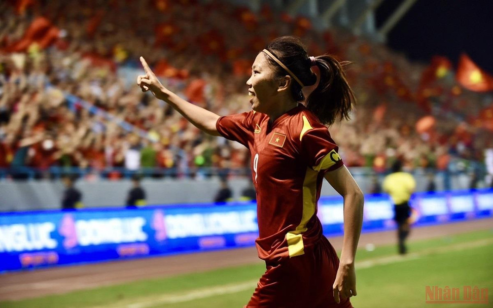 Đội trưởng Huỳnh Như ghi bàn thắng duy nhất giúp tuyển nữ Việt Nam thắng nữ Thái Lan 1-0 ở chung kết SEA Games 31. (Ảnh: TRẦN HẢI)