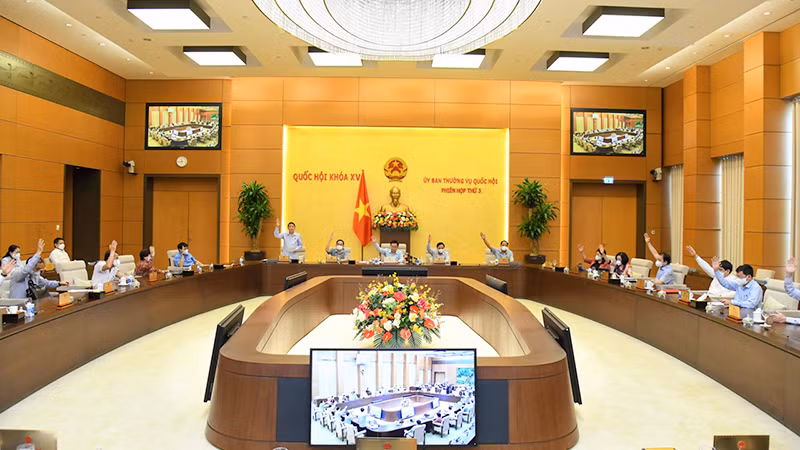 Thông qua Nghị quyết ban hành một số giải pháp về miễn, giảm thuế nhằm hỗ trợ doanh nghiệp, người dân chịu tác động của dịch Covid-19. (Ảnh: Quochoi.vn)