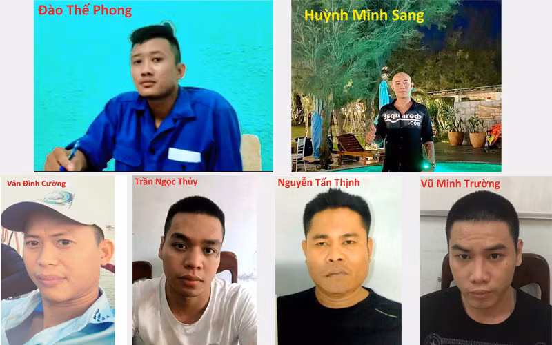 Năm đối tượng bị khởi tố, bắt giam và một đối tượng bị truy nã. (Ảnh do CA TP Tuy Hoà cung cấp) 