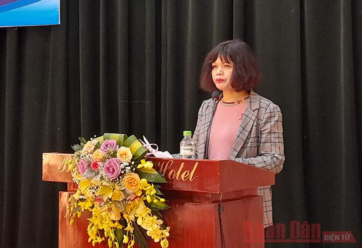 Đại diện Ngân hàng Chính sách xã hội phát biểu tại hội thảo. Bàn giải pháp nâng cao hiệu quả hoạt động Quỹ quốc gia về việc làm -0