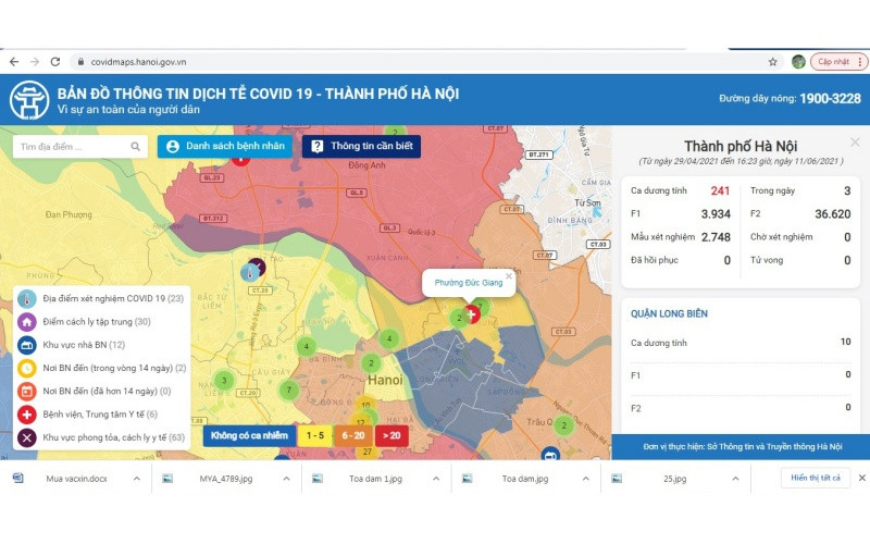 Bản đồ thông tin dịch tễ Covid-19 có giao diện thân thiện, dễ sử dụng, tra cứu.