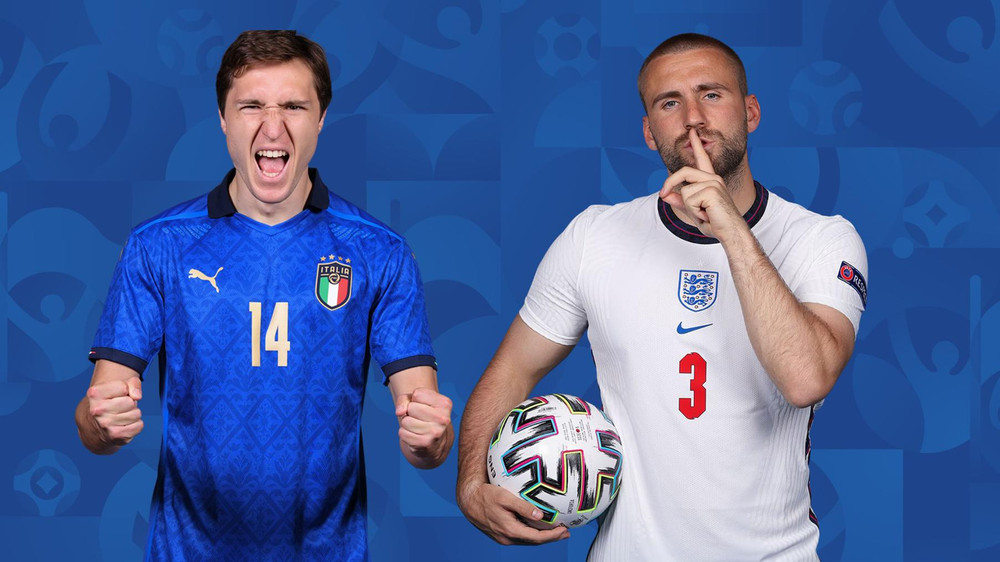 Màn đối đầu giữa hai ngôi sao tấn công và phòng thủ Federico Chiesa (trái) và Luke Shaw, ai sẽ là người chiến thắng? (Ảnh: UEFA) Những ''điểm nóng'' đối đầu trên sân ở chung kết EURO 2020 -0