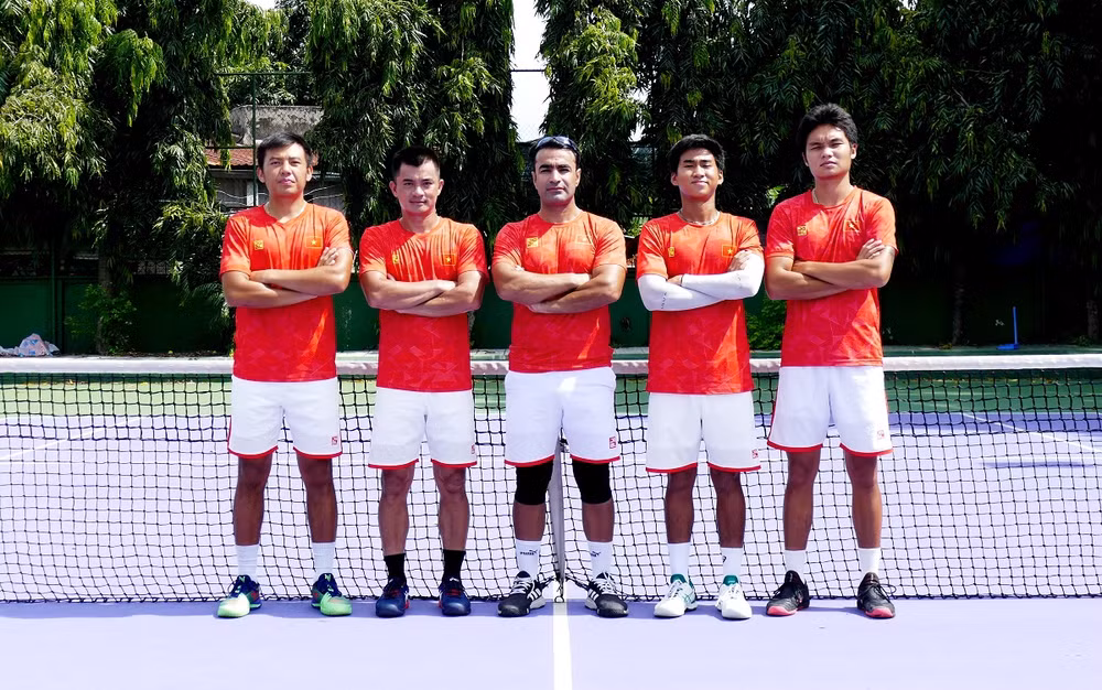Các thành viên đội tuyển quần vợt Việt Nam tham dự Davis Cup 2021. (Ảnh: Liên đoàn Quần vợt Việt Nam)