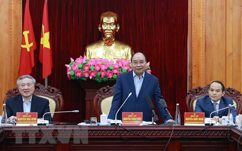 Chủ tịch nước Nguyễn Xuân Phúc phát biểu tại buổi làm việc. (Ảnh: TTXVN)