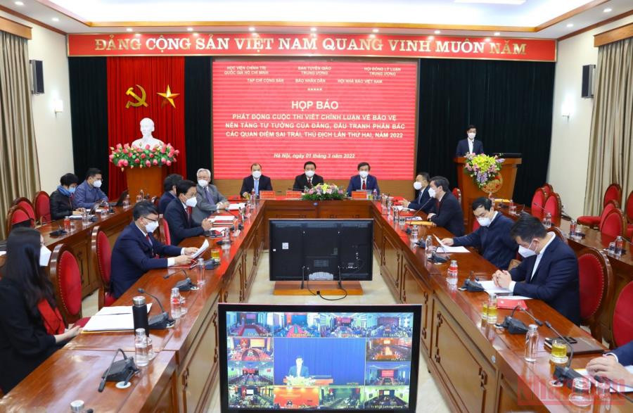 Quang cảnh lễ phát động cuộc thi viết chính luận về bảo vệ nền tảng tư tưởng của Đảng. Phát động cuộc thi viết chính luận về bảo vệ nền tảng tư tưởng của Đảng -0