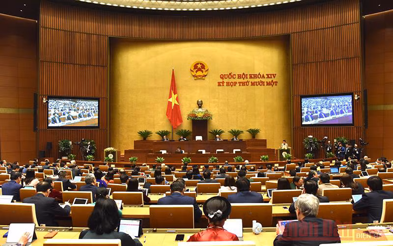 Quang cảnh phiên khai mạc kỳ họp thứ 11, kỳ họp cuối của Quốc hội khóa XIV. Ảnh Trần Hải
