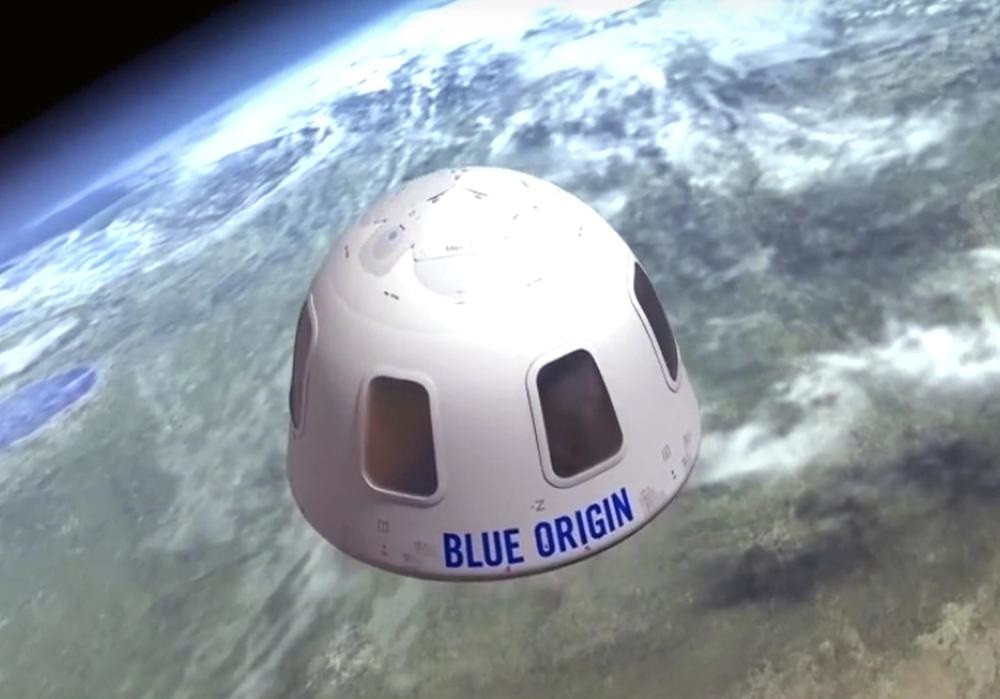 Hình minh họa của Blue Origin khi con tàu bay lên không gian. Chàng trai Hà Lan 18 tuổi được chọn là người trẻ nhất bay lên vũ trụ -0