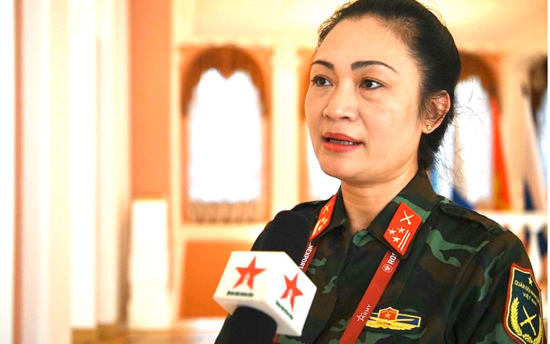 Thượng tá Đặng Mỹ Hạnh, Trưởng đoàn Văn hóa nghệ thuật tham gia Army Games 2020. Ảnh: Trọng Hải. Quảng bá hình ảnh Việt Nam tại Army Games 2020 dịp Quốc khánh 2-9 -0