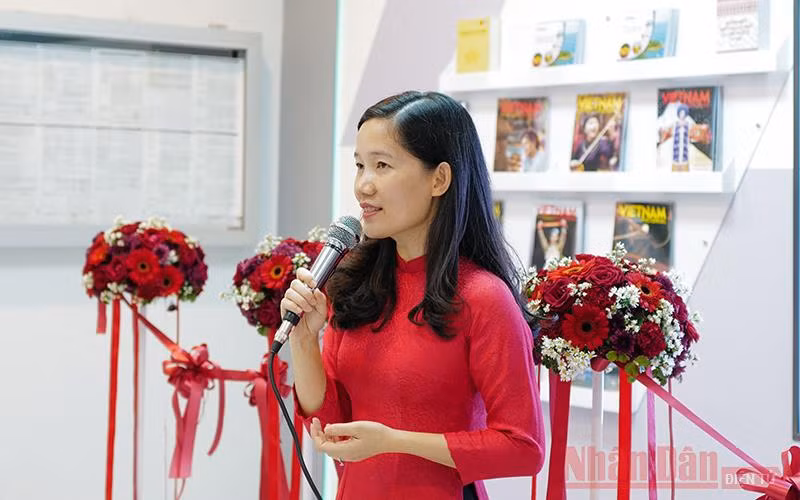 Bà Trần Thị Thanh Mỹ - Tham tán Thương mại Việt Nam tại Thái Lan phát biểu tại lễ Khai trương dự án Window to Việt Nam tại Thái Lan. Ảnh: Tuấn Anh