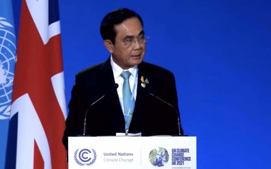 Thủ tướng Thái Lan Prayut Chan-o-cha phát biểu tại COP26. (Ảnh: Chính phủ Thái Lan)