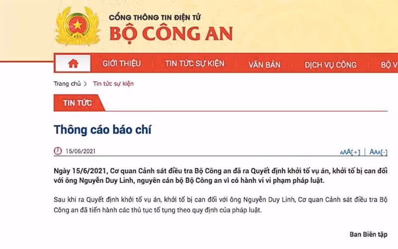 Khởi tố nguyên cán bộ Công an vi phạm pháp luật