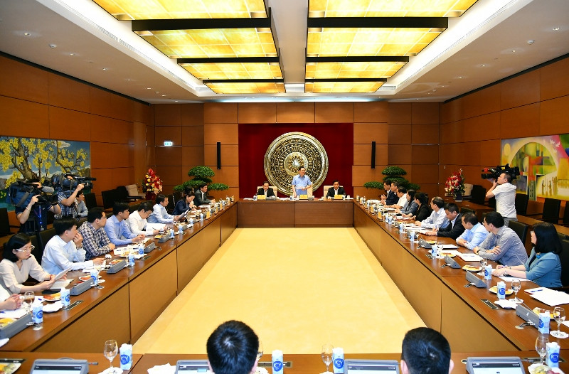 Quang cảnh buổi làm việc với Hội đồng dân tộc. Chủ tịch Quốc hội Vương Đình Huệ làm việc với Hội đồng Dân tộc của Quốc hội -0