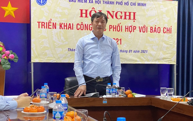 Giám đốc BHXH TP Hồ Chí Minh thông tin kết quả công tác năm 2020 và phương hướng nhiệm vụ năm 2021, tại Hội nghị sáng 21-1.