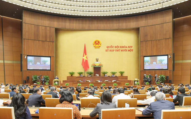 Quang cảnh phiên làm việc tại hội trường của Quốc hội sáng 25-3. Ảnh: quochoi.vn