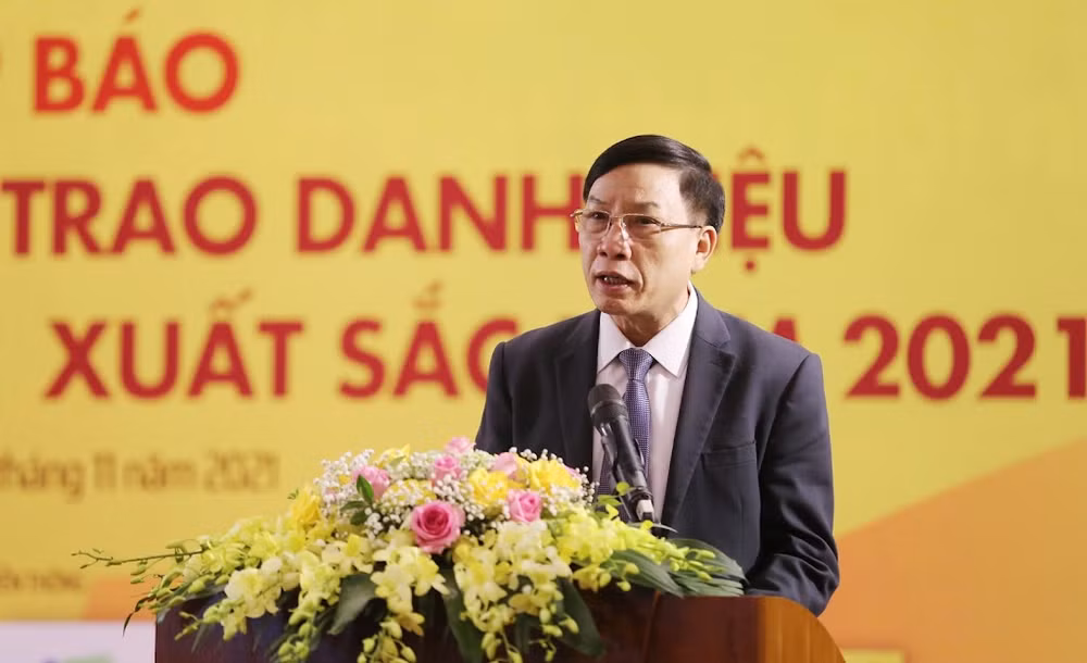 Ông Nguyễn Hồng Sơn – Trưởng Ban Tuyên giáo Trung ương Hội Nông dân Việt Nam phát biểu tại họp báo công bố Lễ tôn vinh và trao danh hiệu "Nông dân Việt Nam xuất sắc 2021" và chuỗi sự kiện thuộc Chương trình Tự hào Nông dân Việt Nam 2021.